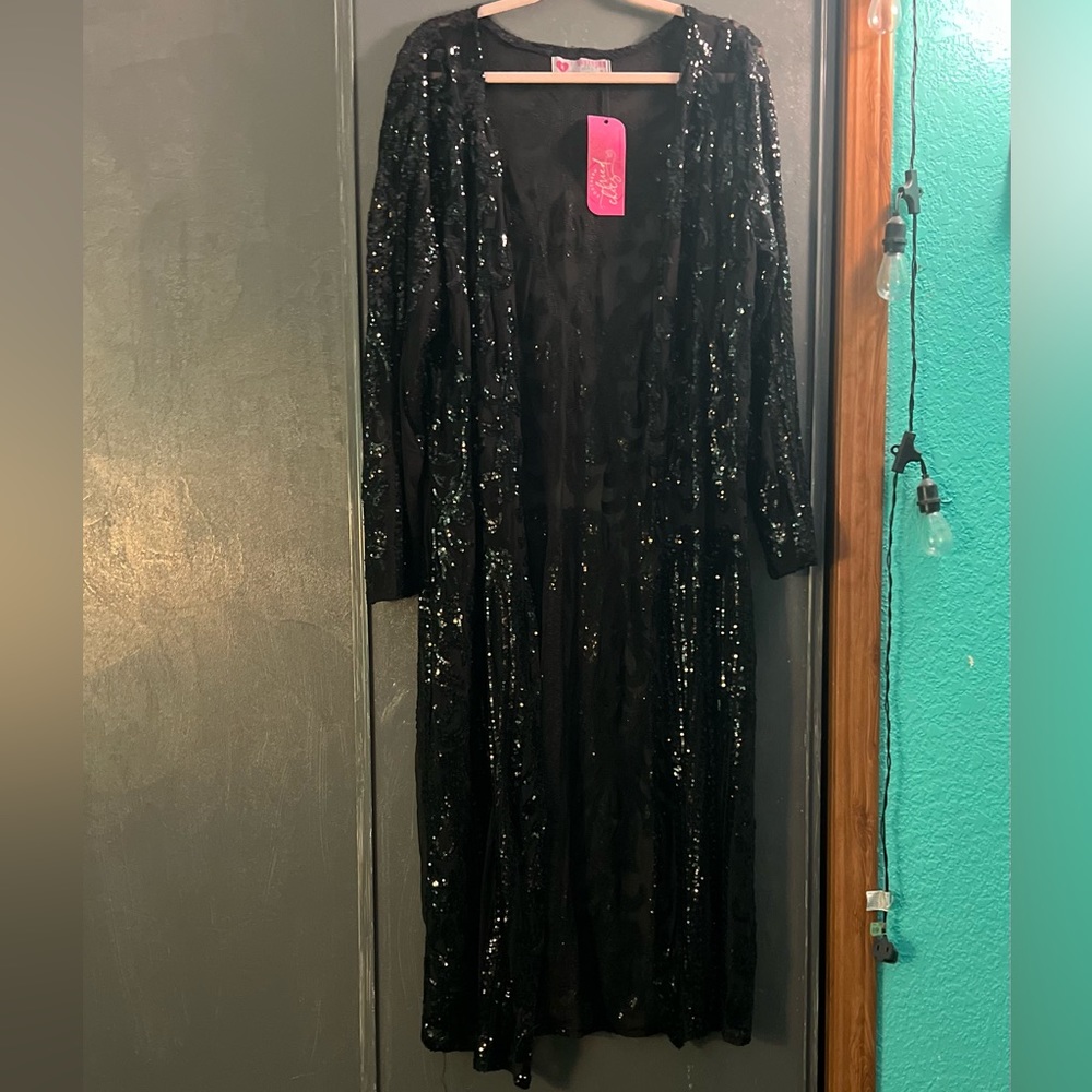 NWT Floor length sequin duster
